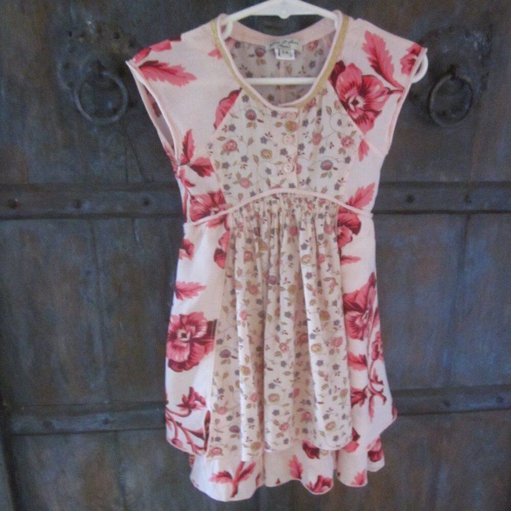 Eliane et Lena Italian Luxury Brand Girls Dress  Size 2T / 2A Pink Floral